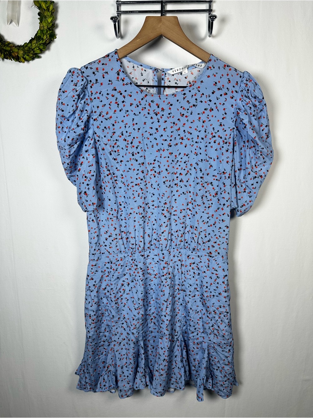 Veronica Beard Lila Floral Silk Puff Mini Puff Sleeves Size 8 - Picture 3 of 8